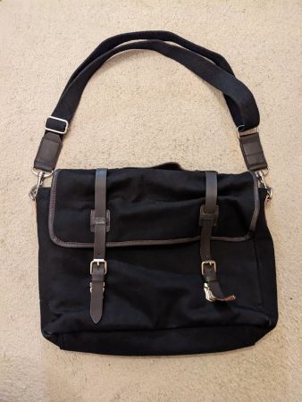 Sac bandoulière en toile et cuir, compartiment ordinateur