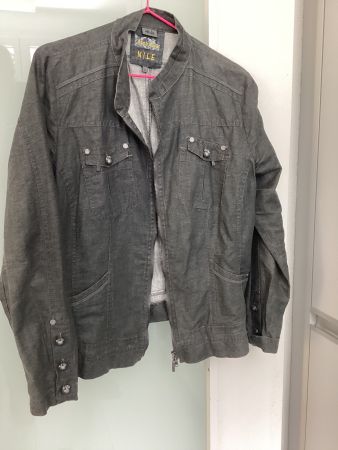 NILE JACKE Gr.L anthrazit/d’grau LEINEN / LUMBER JACKE LEINE