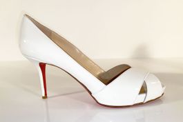Christian Louboutin Lack Leder Sandalen Pumps weiss, Gr. 41
