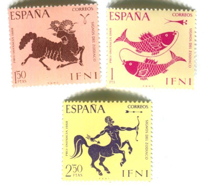 Tutti i francobolli: Briefmarken "Zodiak". Spanisch Ifni. – Nuovo e nell'imballaggio originale da Basel venduto da Butsch5