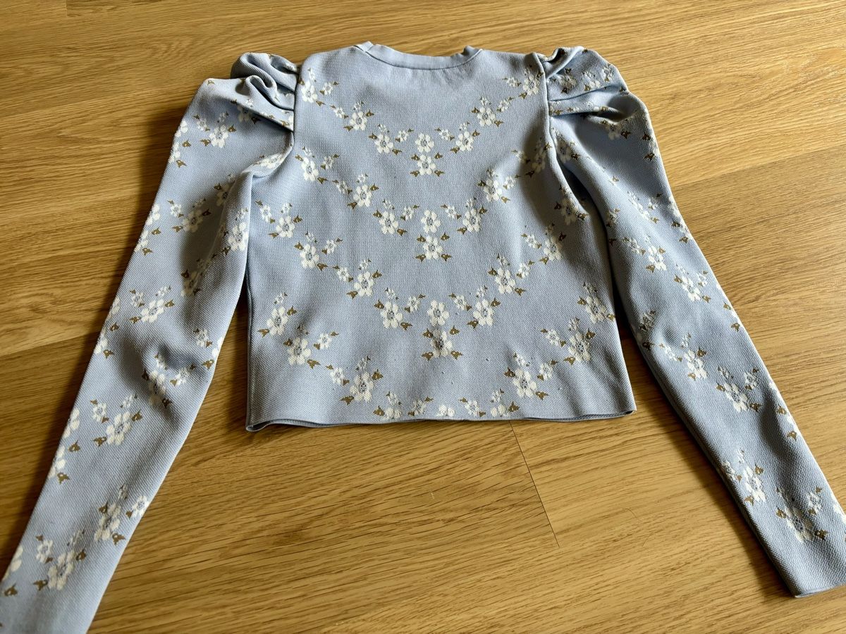 Zara Camicette: Zara Bluse Puffärmel Grösse S Blumenmuster blau – Usato da Baden venduto da Tiffany6878 5