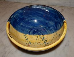 Bol céramique artisanal bleu et jaune
