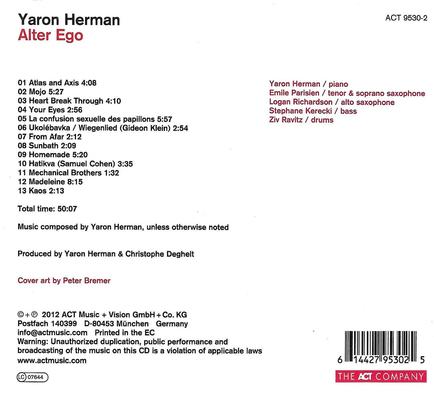 CD: Yaron herman CD Digipack - Alter Ego – Usato da Savagnier venduto da Ne2065 1