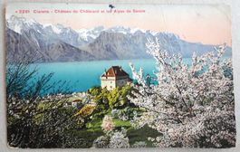 Clarens - Château du Châtelard et les Alpes de Savoie