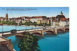 Basel, Mittlere Rheinbrücke, Tram, Rheinpanorama,