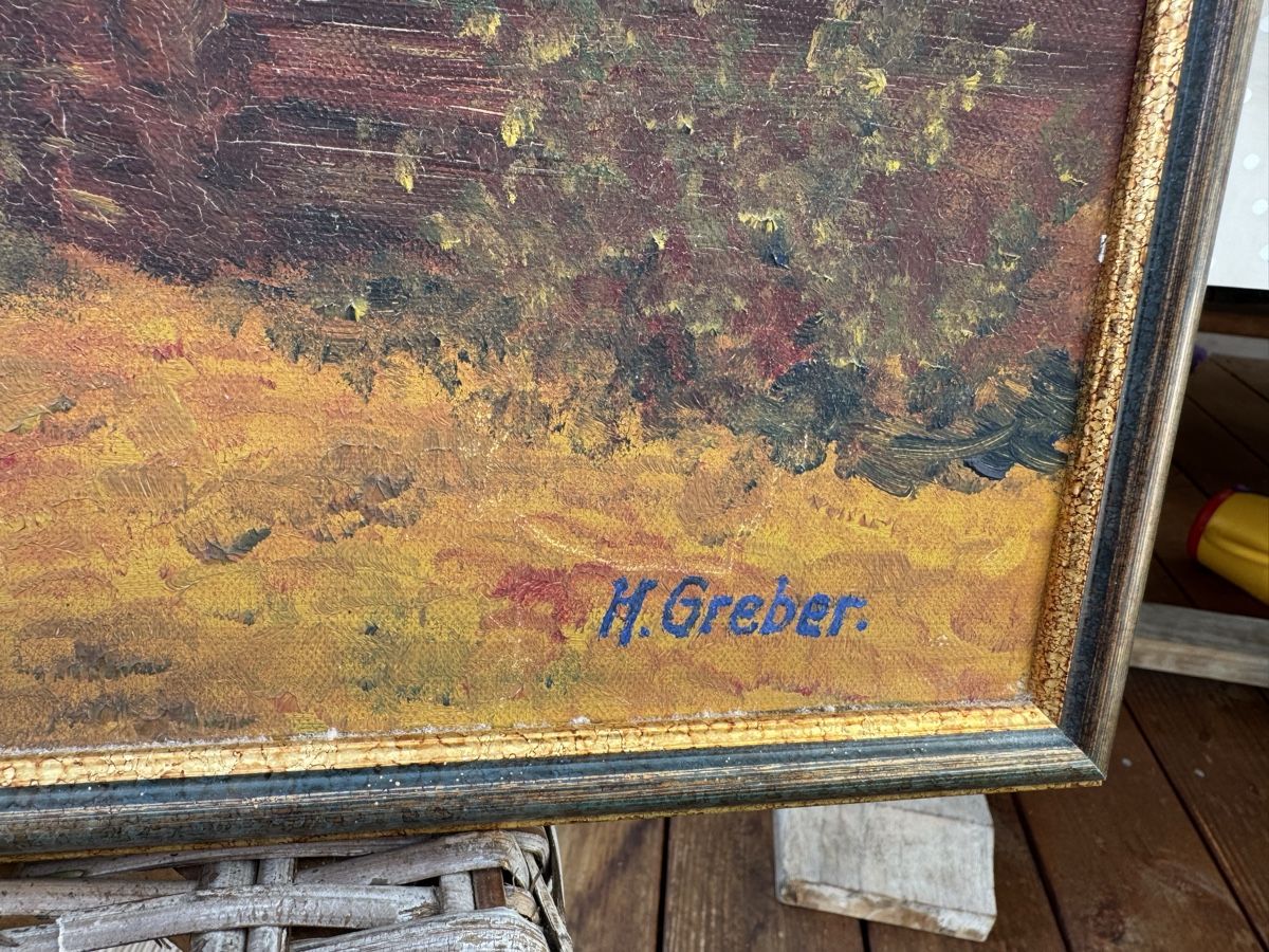 Gemälde: Prächtiges alpines Schweizer Ölgemälde, H. Greber – Gebraucht aus Rünenberg von Fendi02 5