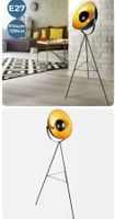 + Jago® Stehlampe Tripod Retro Schwarz Gold Stehleuchte Steh