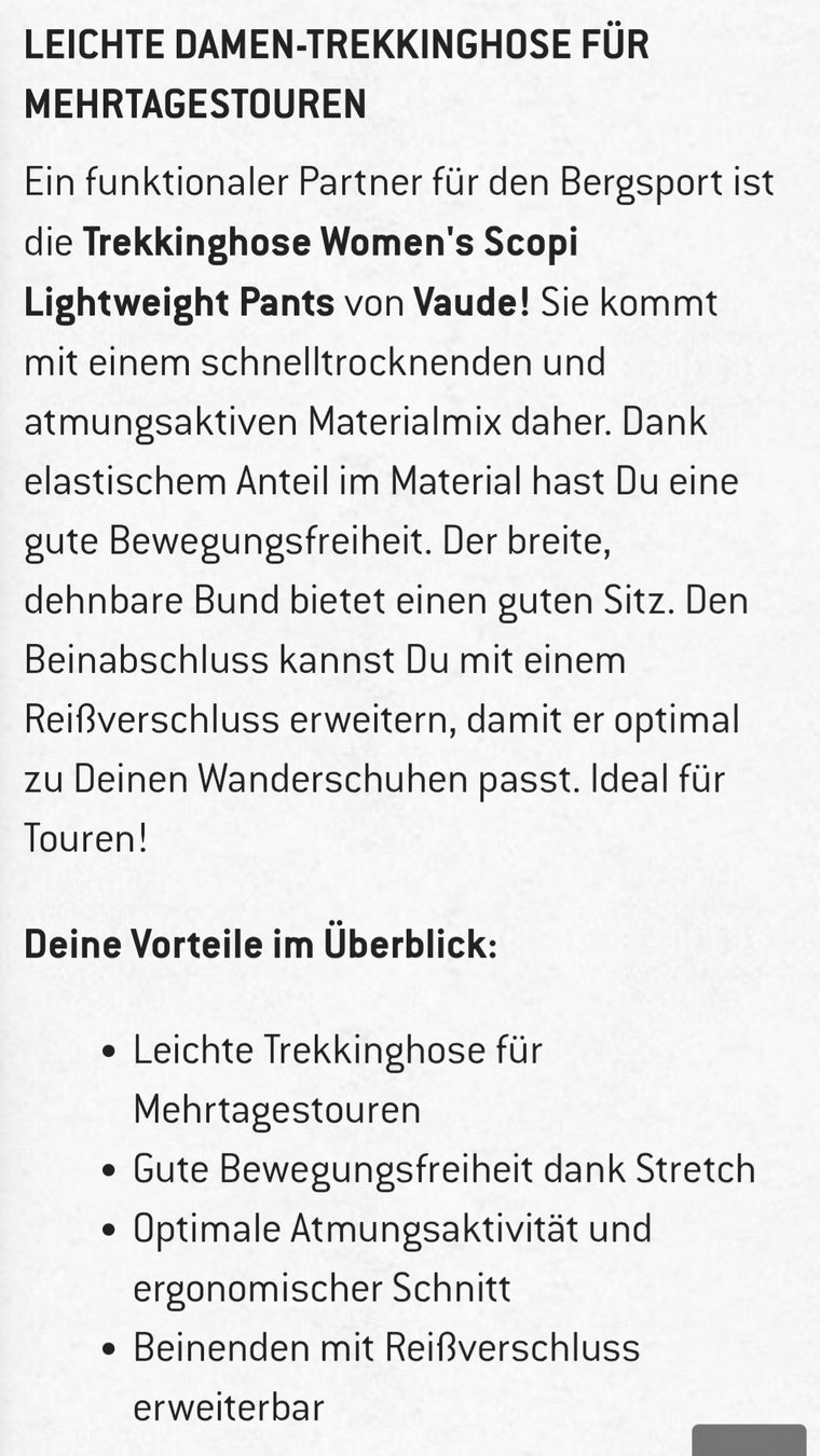 Vaude Pantalons: Trekkinghose Vaude – Neuf (Voir description) à Zollikofen par selanaj 1