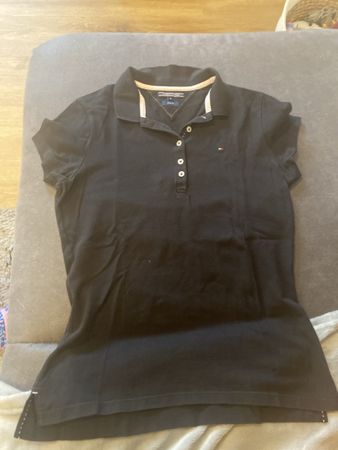 Schwarzes Tommy Hilfiger Poloshirt Gr. M Slim Fit Damen