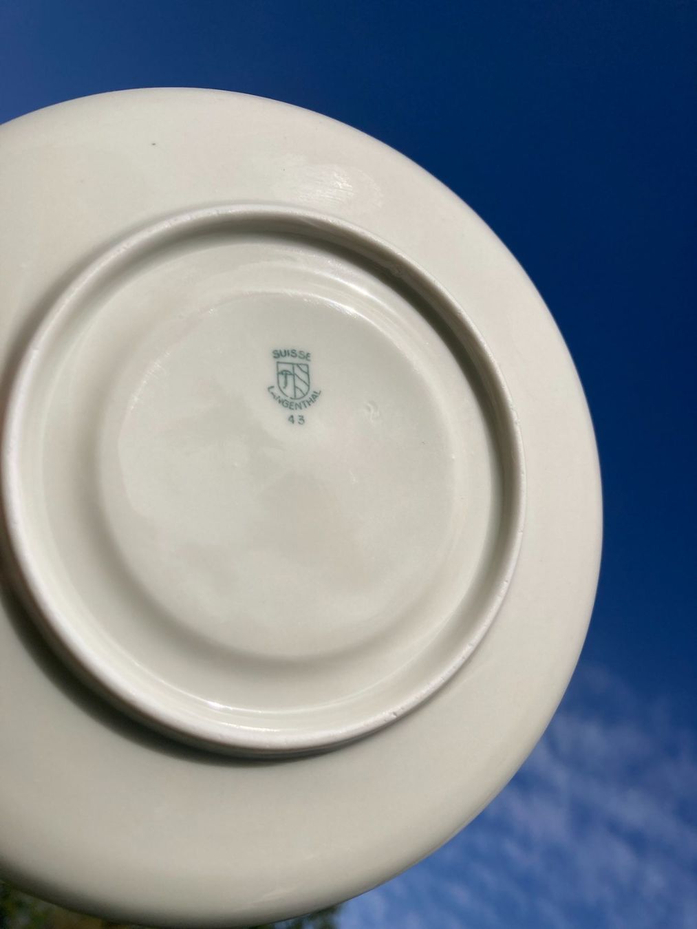 Teller: LANGENTHAL  1943  UNTERTASSE  TELLER  GEMARKT – Gebraucht aus Subingen von Etageren 1
