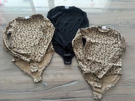 Bodys ZARA Gr.  8 (122-128) 3er Set Leopard u. schwarz🐆🐆🖤