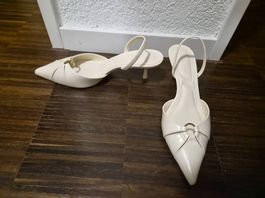 Weisse Slingback-Pumps mit kleinem Absatz_Grosse_39_Neu