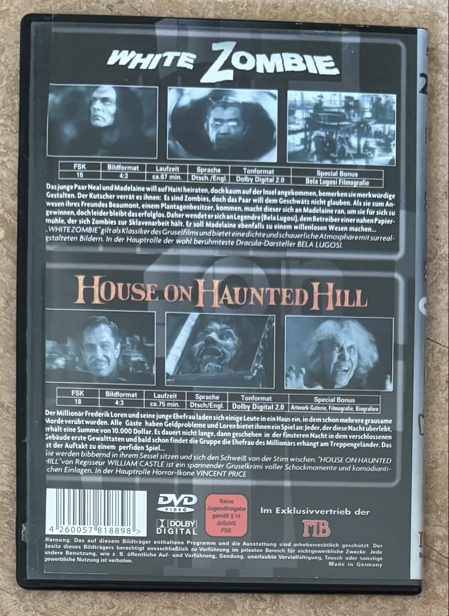 Tous les DVDs: WHITE ZOMBIE UND HOUSE ON HAUNTED HILL – Neuf (Voir description) à Dietikon par AndreaSch01 1