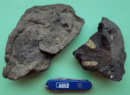2 Lavasteine mit Olivin-Einschlüssen
