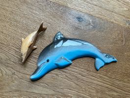 2 Figuren Delfin (Holz & Keramik)