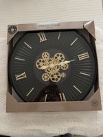 Wanduhr Metall Design schwarz gold Durchmesser 55 cm neu