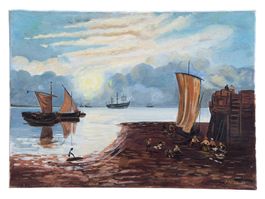 J. PETER - paysage marin à l'huile sur toile