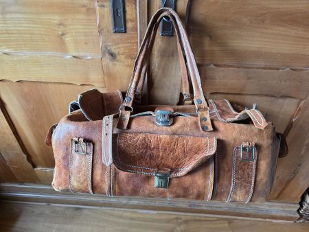 Vintage Leder Sport Sauna Tasche Koffer See Sack