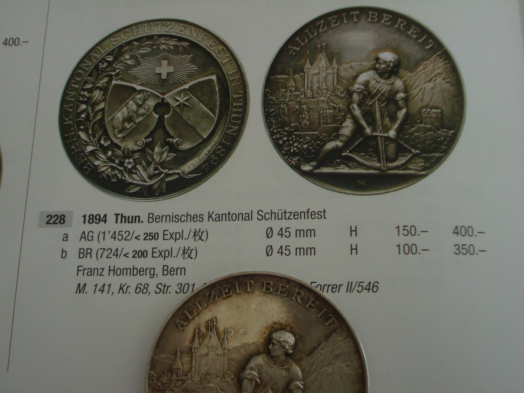 Medaglie: (M3) Swiss shooting Bern 1894 228a – Usato da Erlach venduto da Net-Coins 2