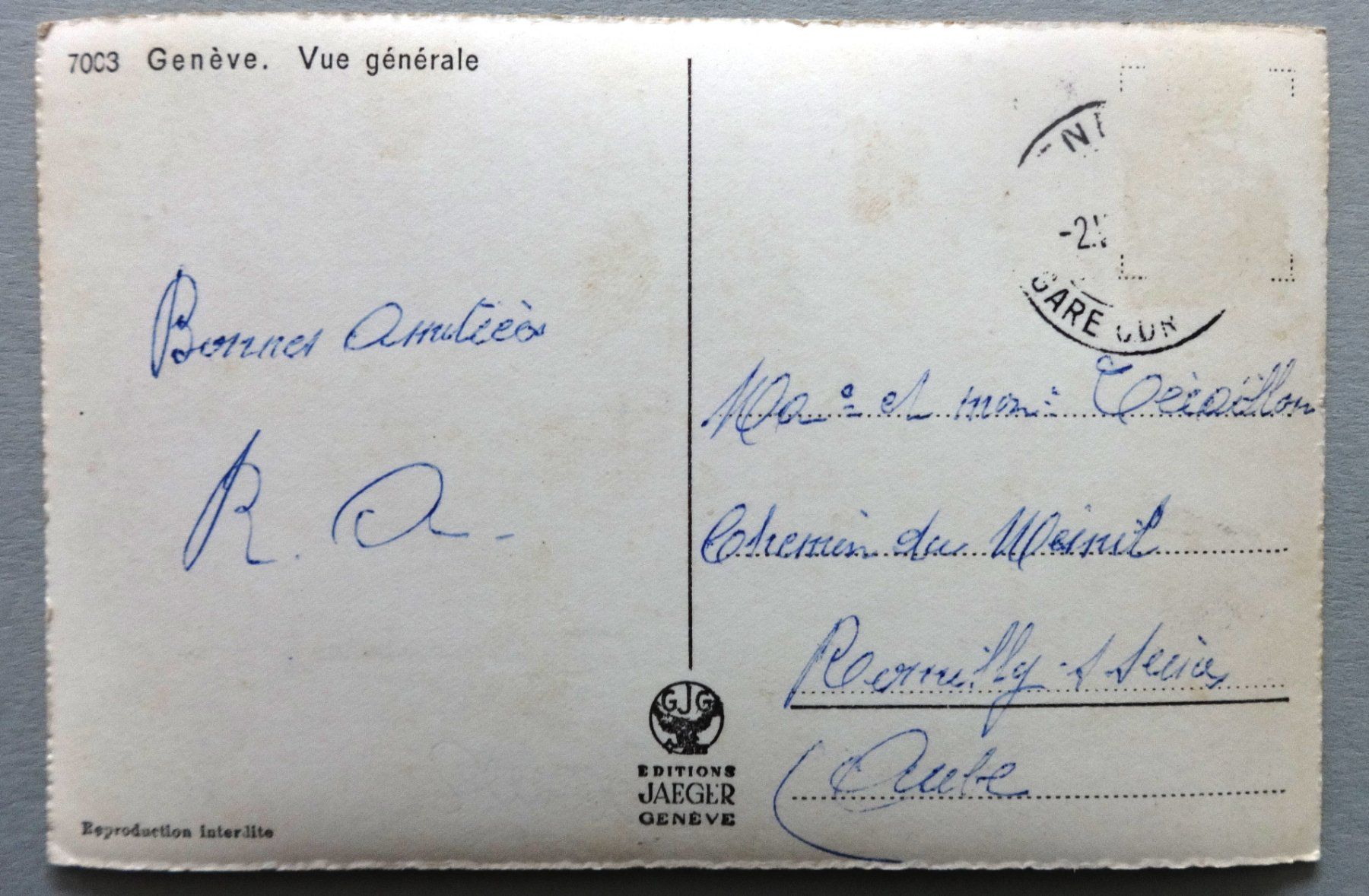 Cartes postales: Genève - Vue générale – Défectueux à Fétigny par Billy2miny 1