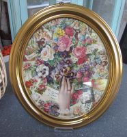 Bild Collage "Happy Birthday" in goldenem Biedermeier-Rahmen