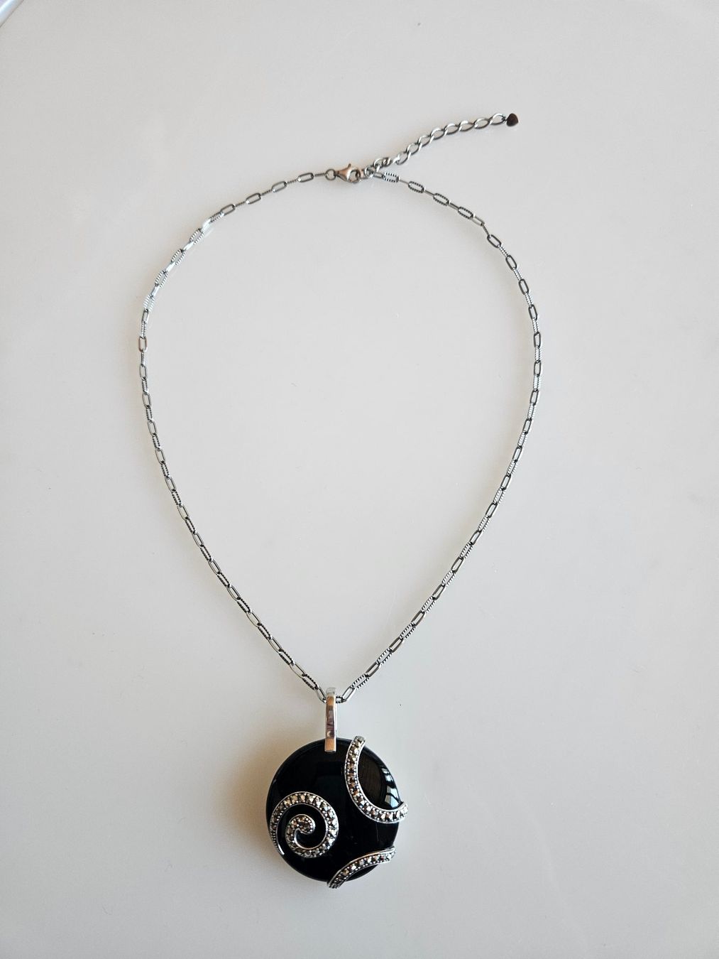 Catenine: Silber Kette mit schwarzem Onyx – Nuovo (secondo la descrizione) da Winterthur venduto da ste_tcx5 1