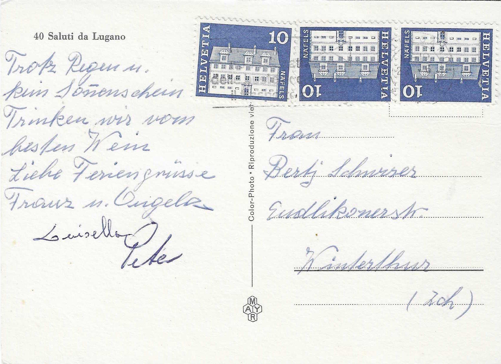 Cartoline postali: Saluti da Lugano TI – Usato da Rothrist venduto da Stranglehold 1