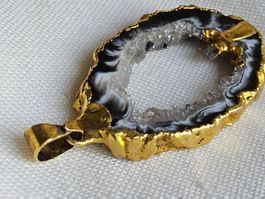 Vintage Drusen Geode Kristall Quarz Anhänger