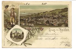 Gruss aus Heiden (AR) Kurhalle - uralte Litho  Rheineck 1897