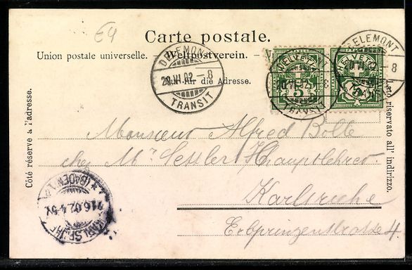 Cartoline postali: AK Delémont, Place du March, 1902 – Usato da Berlin venduto da bartko-reher 1