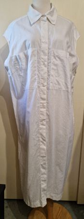 Damen Kleid weiss, Gr. XL, ärmellos, Leinenoptik