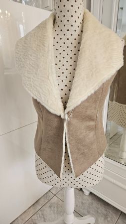 Weste Gilet Lammfellimitat M / 36 Kunstfell Beige