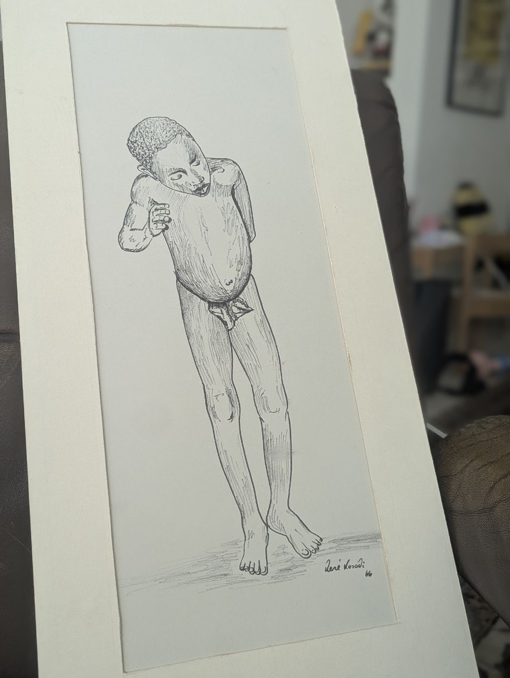 Dipinti: Vintage 1960s Mid-Century Graphite Drawing Portrait Signed – Usato da Erlinsbach SO venduto da Meytalien 4