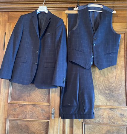 Costume 3 pièces Paul Smith carreaux bleu foncé taille 52