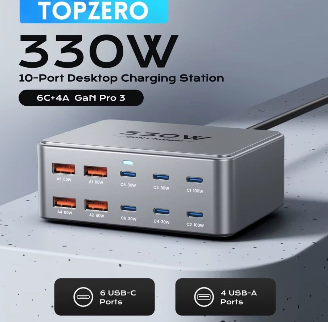 Caricabatterie: Station de charge rapide USB C GaN 330W, 100W PD3.0 PPS – Nuovo e nell'imballaggio originale da Saignelégier venduto da Instant-Key-Pro