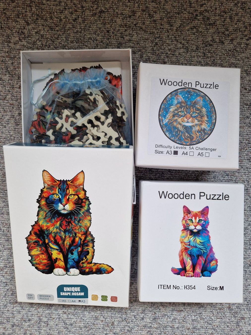 Puzzle: 3 Wooden Puzzle Holz Katzen – Nuovo (secondo la descrizione) da Dübendorf venduto da Nadja66