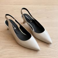 PASTO Slingback Pumps Leder  EU 39  creme/beige