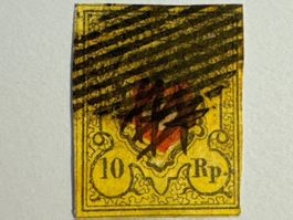 1850 Rayon II ZNr. 16II, gestempelt Tintenentwertung
