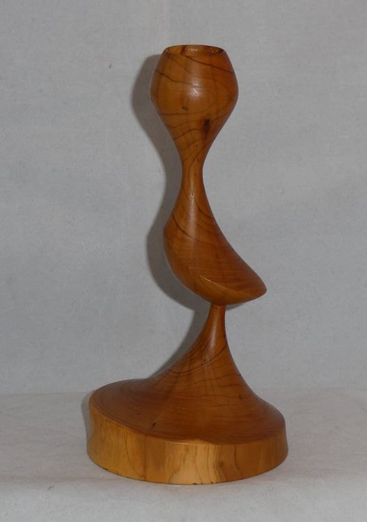 Bougeoir vintage en bois exotique et métal doré à quatre bras de