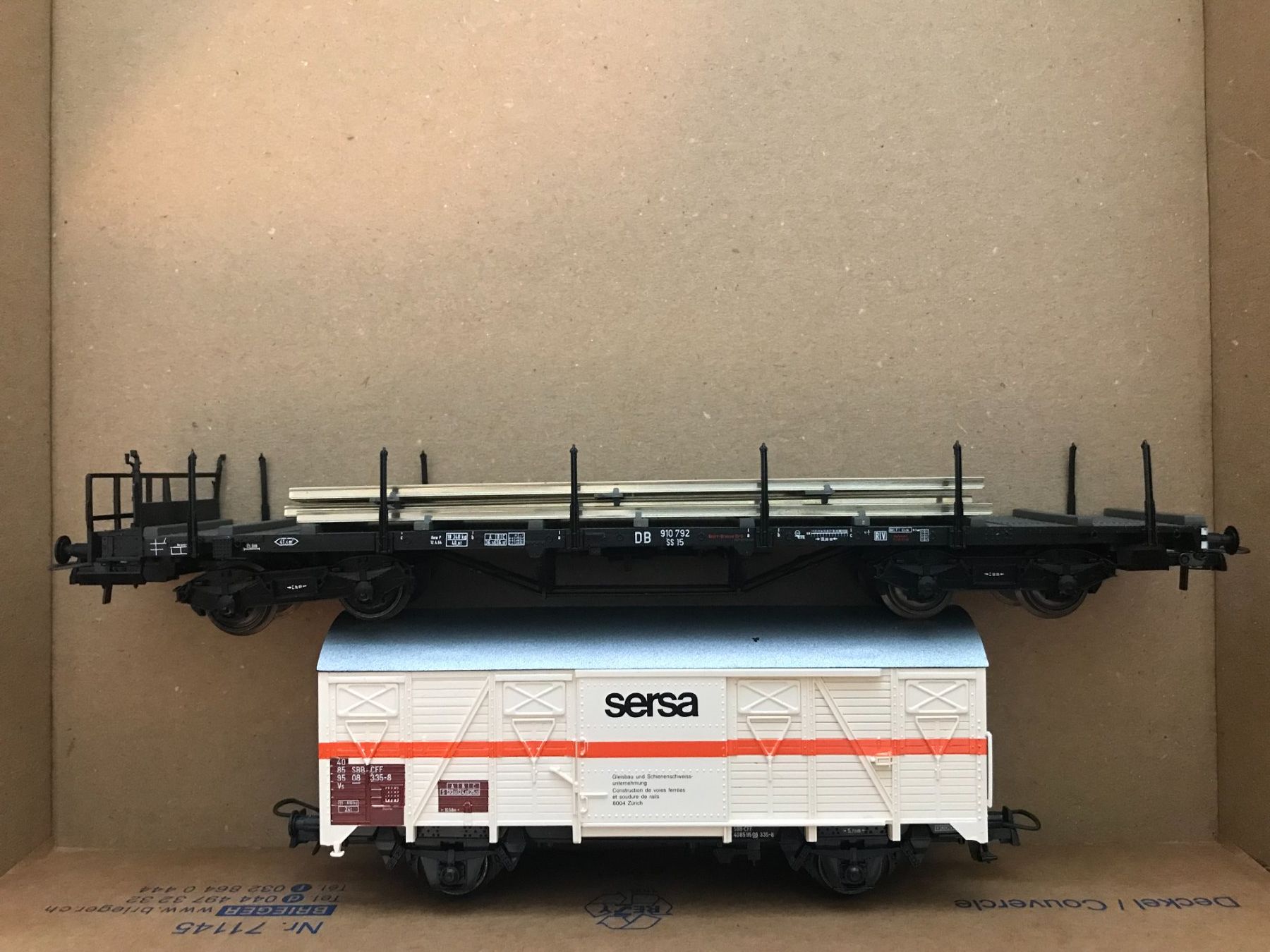 Roco Modellini di ferrovie: 2x Roco DB/SBB Gleisbauwagen sersa – Usato da Luzern venduto da mey_s13