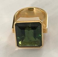 Massiver, klassischer Turmalin Ring, Gelbgold 750, Gr. 57