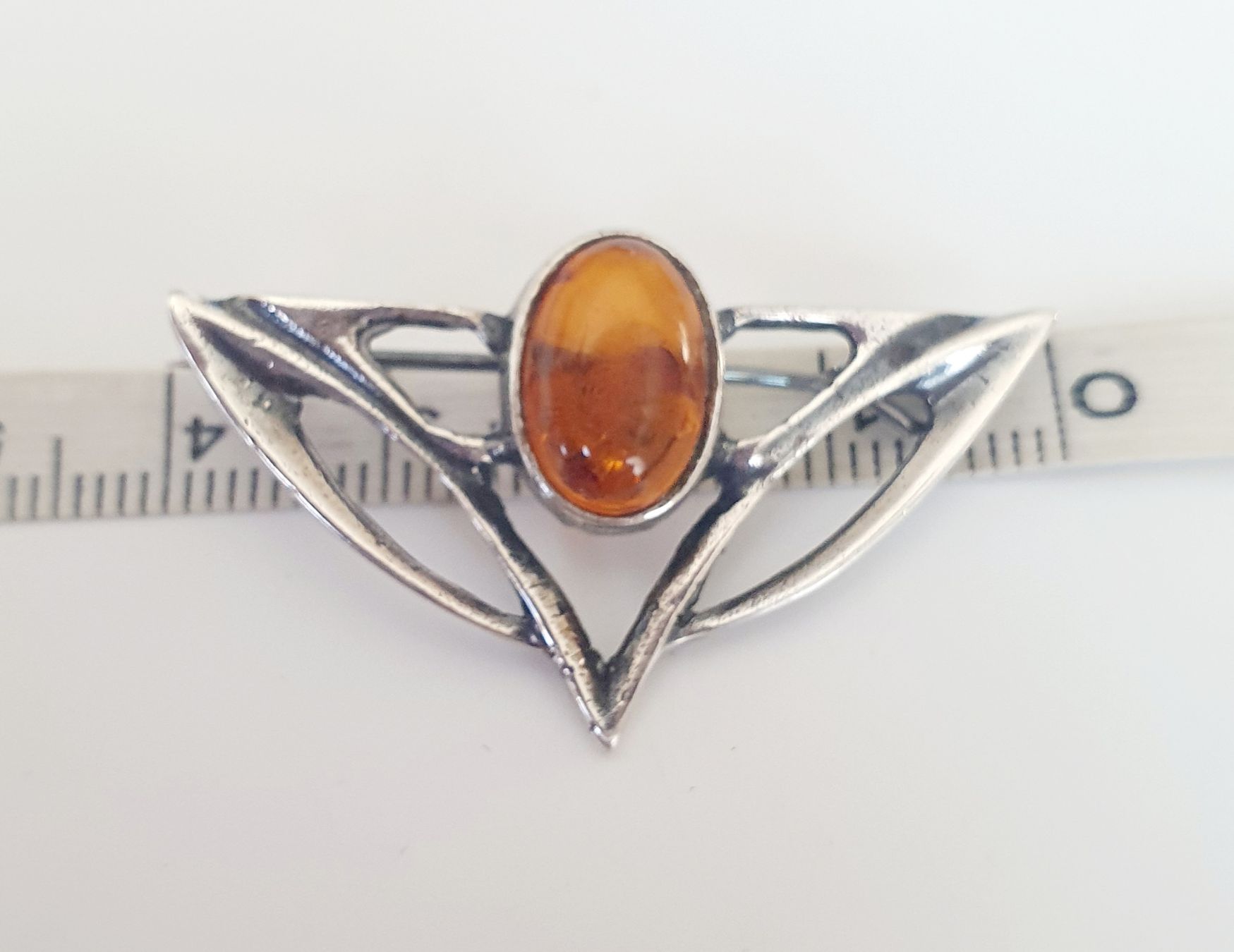 Spille & Fermagli: Antiker Jugendstil Brosche  925 Silber mit Bernstein – Usato da Kreuzlingen venduto da Wunderkiste123 2