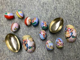 Ostereier Dosen Set 11 Stk. Metall Vintage Sammlerstücke