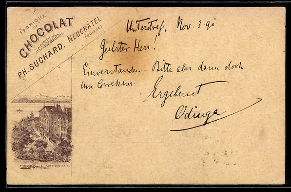 Ansichtskarten: Vorläufer-Lithographie Neuchâtel, 1891 – Gebraucht aus Berlin von bartko-reher
