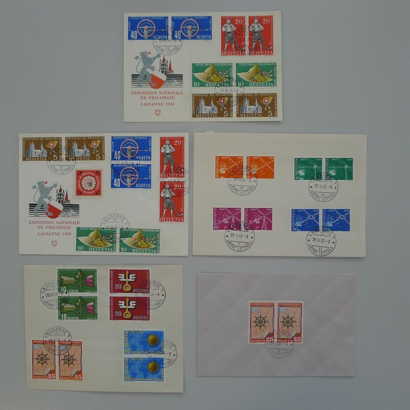 Tutti i francobolli: 5 Luxus-Briefe mit Paaren 1952-1955 – Usato da Sursee venduto da Luzernerraute