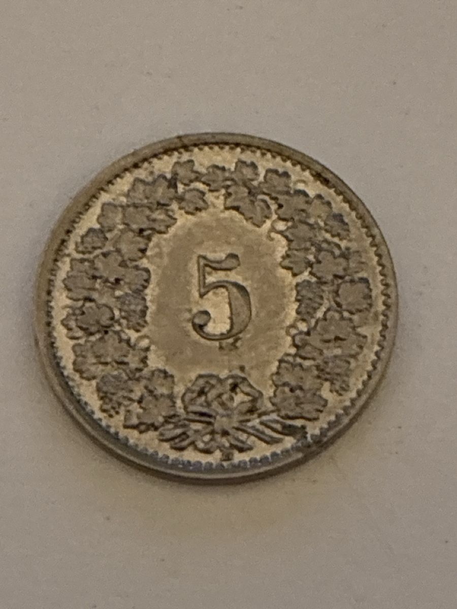 Tutti le monete: Nr. 8: 5 Rappen, Schweizer Franken, 1934 – Usato da Burgdorf venduto da Yakari5165 1