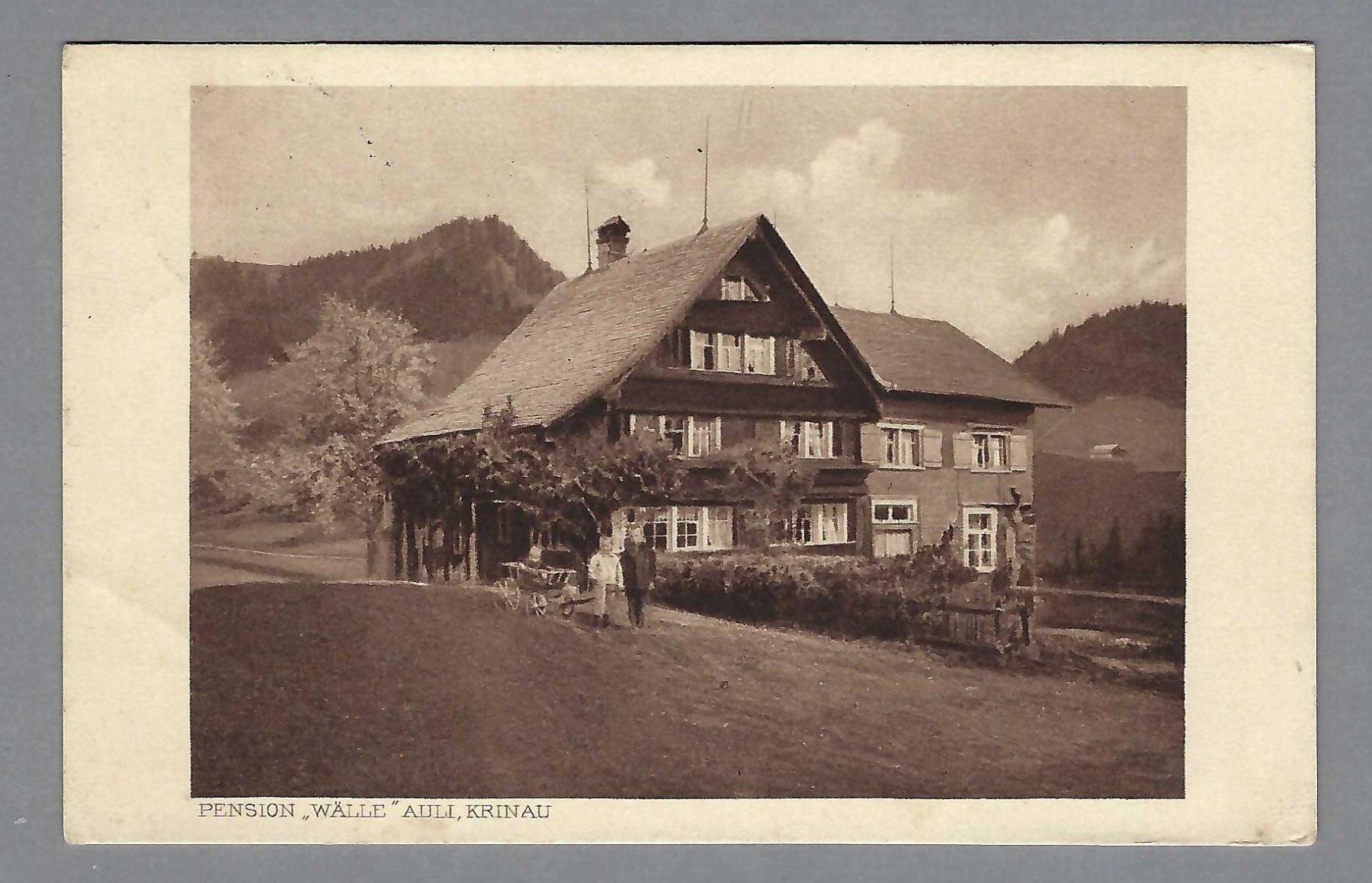 Cartoline postali: 1921, KRINAU,  PENSION "WÄLLE", AULI – Usato da Pura venduto da ulisse1957
