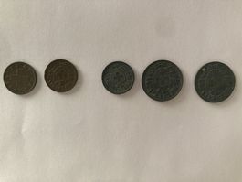 Schweizer Münzen 1 + 2  Rappen 1950-1967