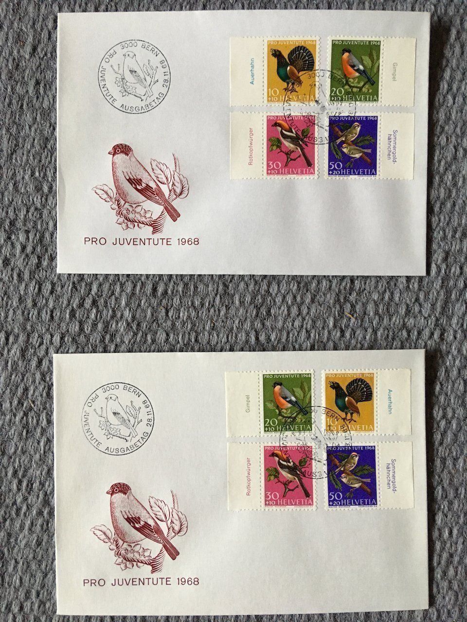 Tutti i francobolli: Pro Juventute 1968 mit Vogelnamen FDC – Usato da Nesslau venduto da andi_hon 1