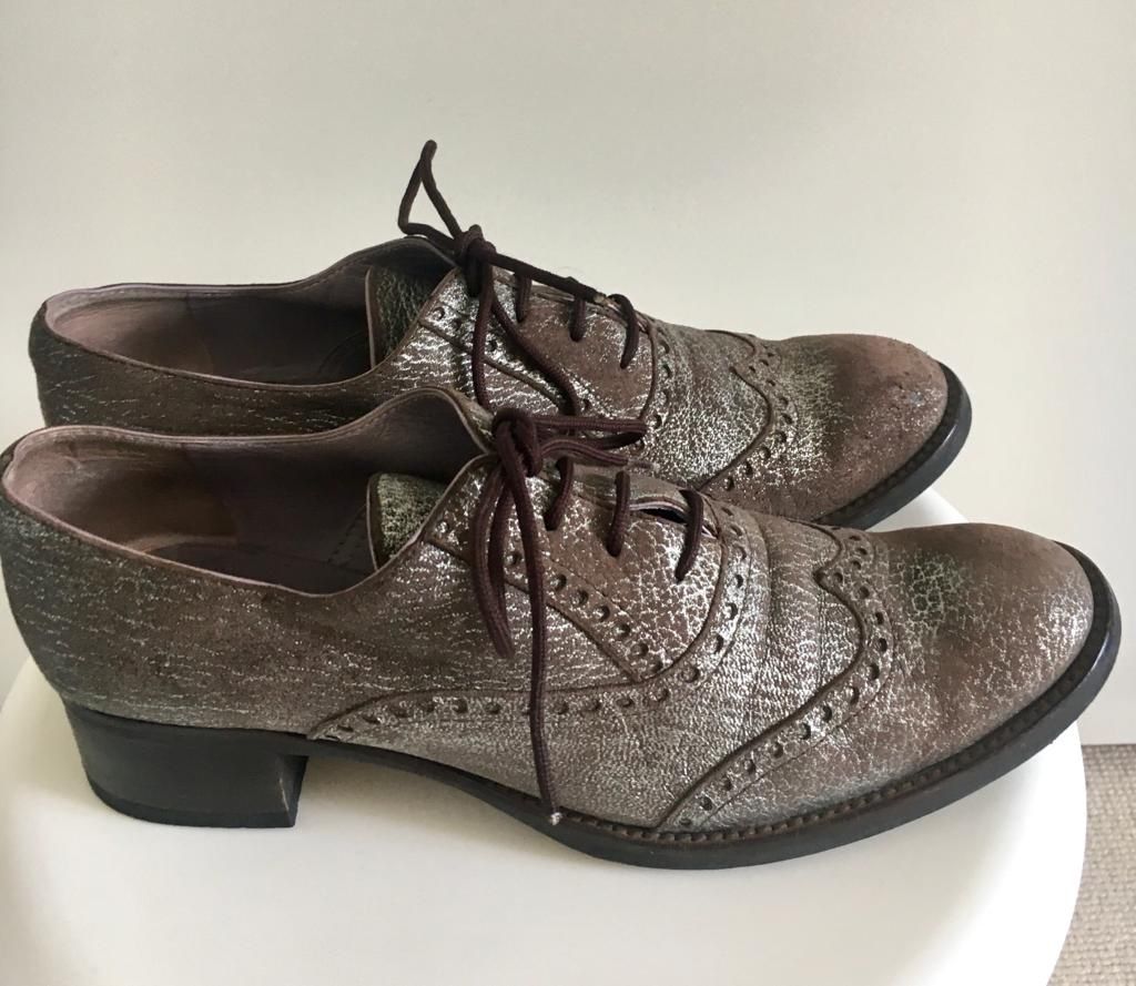 Maliparmi Damenschuhe: Maliparmi Schuhe, Gr 37 1/2, Leder, Silber/grau – Gebraucht aus Dornach von Snow54 7